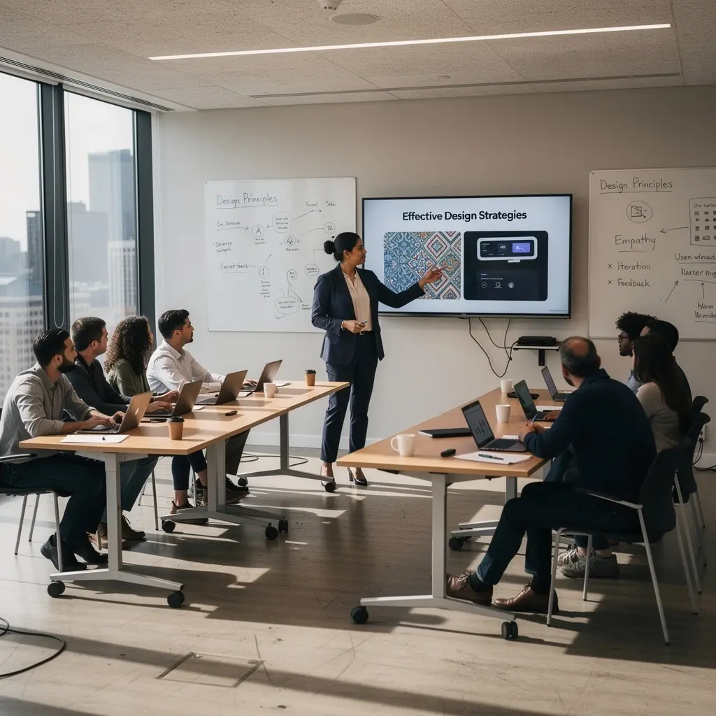 Kolorowa paleta farb i materiałów użytych do stworzenia inspirującego otoczenia.