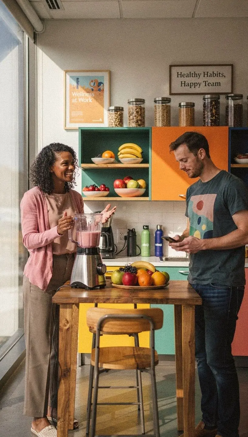 Przykład zastosowania znaków wizualnych w przestrzeni biurowej dla lepszej orientacji.